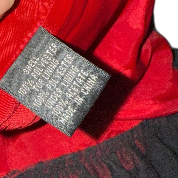 Adrianna Papell Vintage Red Black Goth Floral Sequin Beaded Layer Evening Skirt - Picture 5 of 5